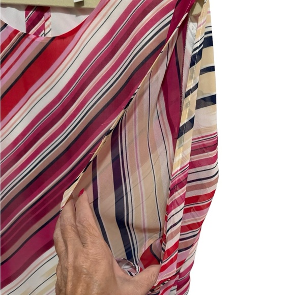 Pale Sky - Striped, Blouse, button down Back, open sleeves, with tie, Size XL - Picture 6 of 9